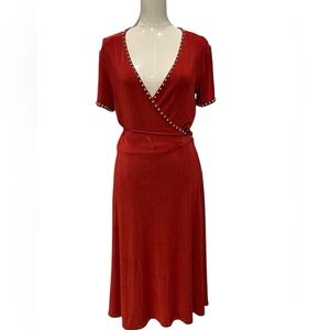 DOUBLE D RANCH Red Stretch Wrap Dress size:M